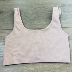 Set Active Sculptflex Box Cut Sports Bra In Baby Pink‎ Yoga Gym Running